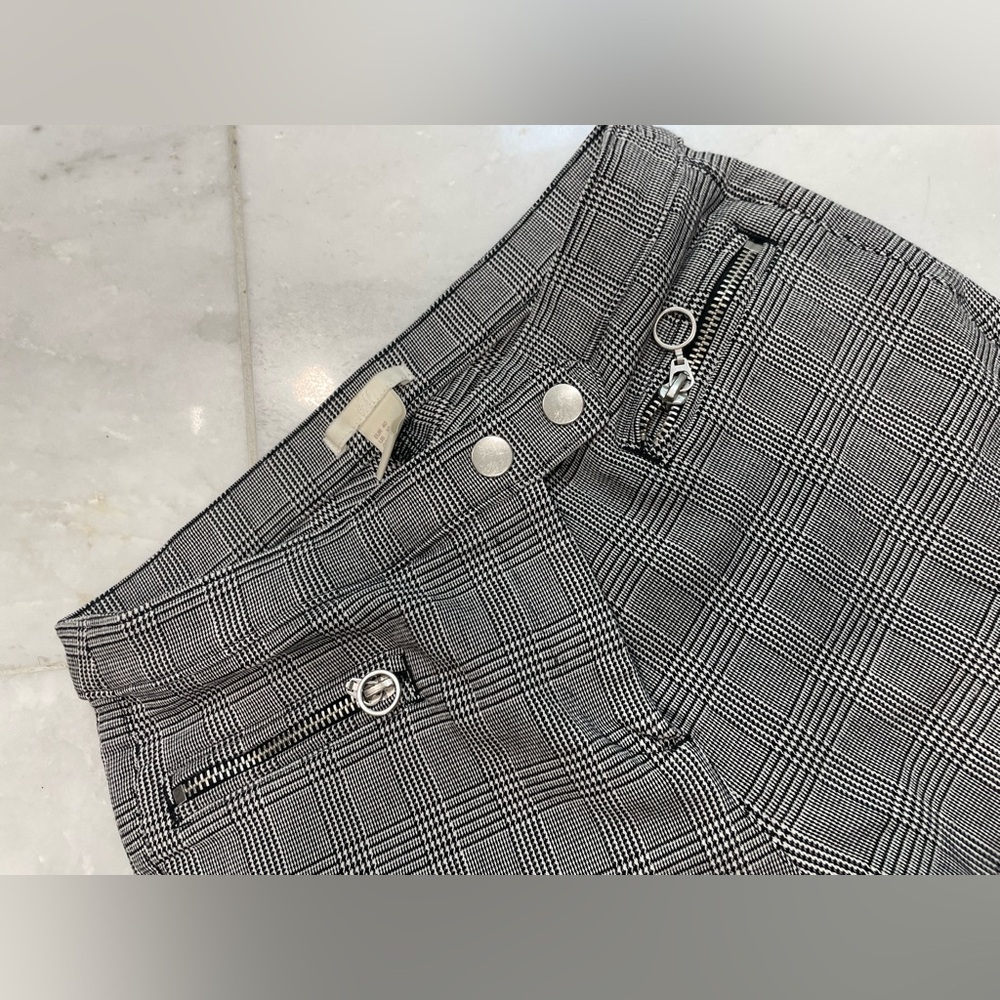 H&M Black and White Plaid Straight Leg Pants